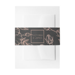 Rose Gold Floral Wedding Einladung Bauchband Einladungsbanderole