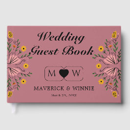 Rose Gold Floral Wedding Guest Book Gästebuch