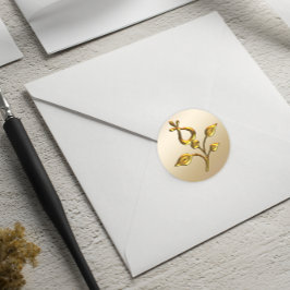 Rose Gold Floral Wedding Runder Aufkleber