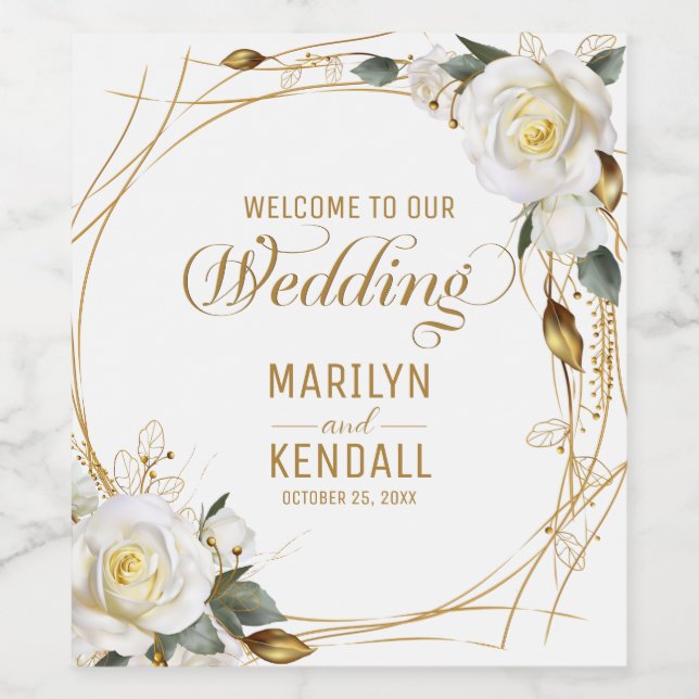 Rose Gold Floral Weinetikett (Einzelnes Label)