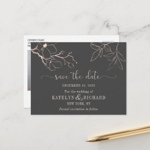 Rose Gold florale Silhouette Save the Date Postkar Postkarte