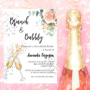 Rose Gold Florales Brunch Bubbly Brautparty Einladungspostkarte