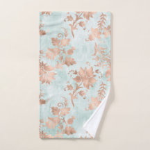 Rose Gold Florals auf gestressten Aquamarinen