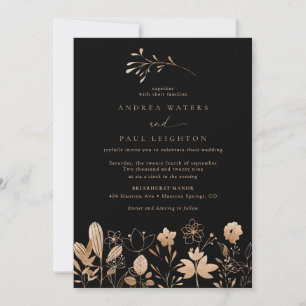 Rose Gold Florals   Elegant Boho Blume Wedding Einladung