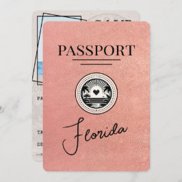 Rose Gold Florida Passport Save the Date