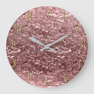 Rose Gold Flüssig-Chrom Metallic Chic Glam Große Wanduhr