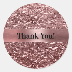 Rose Gold Flüssig-Chrom-Metallic-Chic-Partybegünst Runder Aufkleber