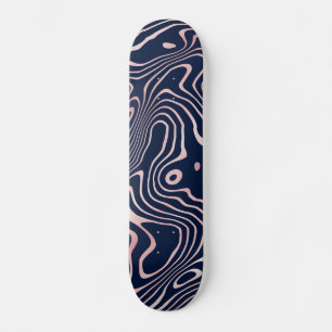 Rose Gold flüssige wirbeln Abstrakt blaues Design Skateboard