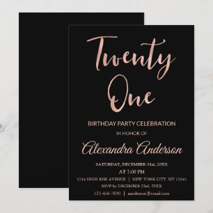 Rose Gold Foil 21. Geburtstag Einladung