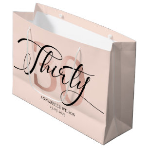 Rose Gold Foil 30. Geburtstag  Große Geschenktüte