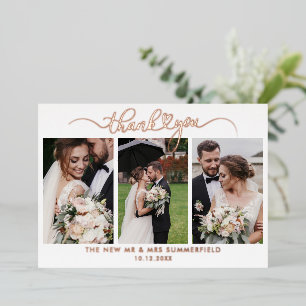 Rose Gold Foil 3 Fotos Hochzeit Dankeschön Karte