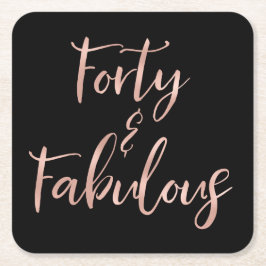 Rose Gold Foil | 40 und Fabulous Rechteckiger Pappuntersetzer
