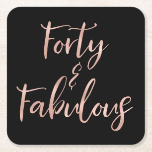Rose Gold Foil   40 und Fabulous Rechteckiger Pappuntersetzer