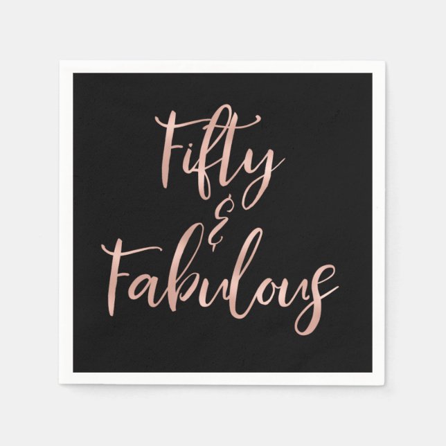 Rose Gold Foil 50 und fabelhaft Serviette (Vorderseite)