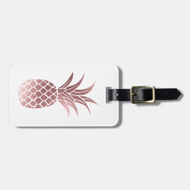Rose Gold Foil Ananas Gepäckmarke Gepäckanhänger (Vorderseite horizontal)