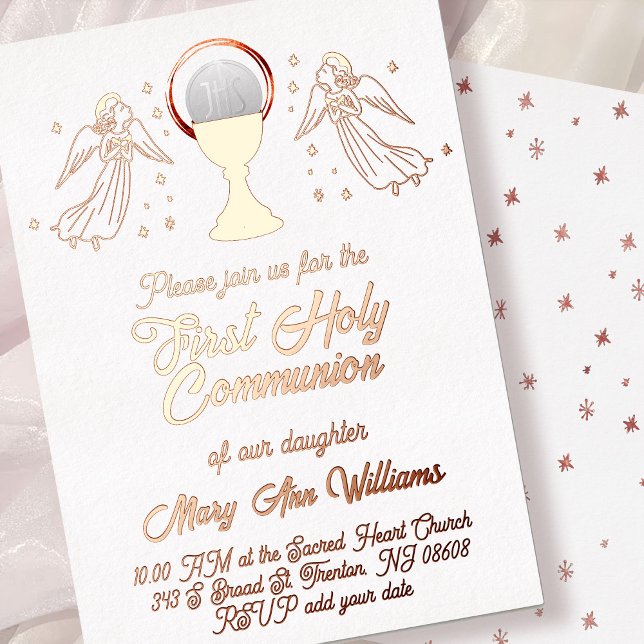 rose gold foil angels  First Communion Folieneinladung (Von Creator hochgeladen)