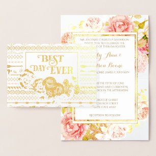 Rose Gold Foil Aztec Faire-part de mariage de typo