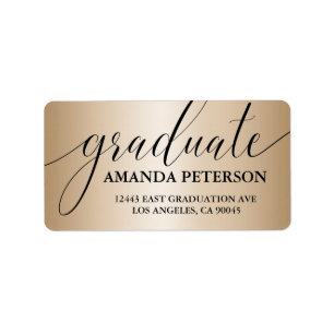 Rose Gold Foil Black Luxury Typografy Graduate Adressaufkleber