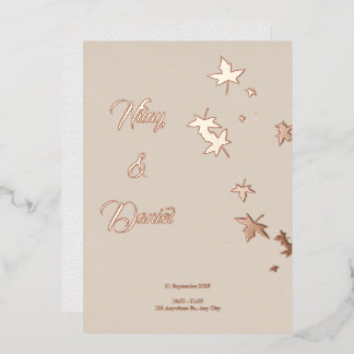 Rose Gold Foil Blätter Ästhetische Formen Hochzeit Folieneinladung