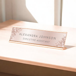 Rose Gold Foil Blush Pink Foil Modern Schreibtischnamensplakette