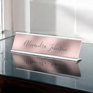 Rose Gold Foil   Blush Pink Foil Modern Schreibtischnamensplakette