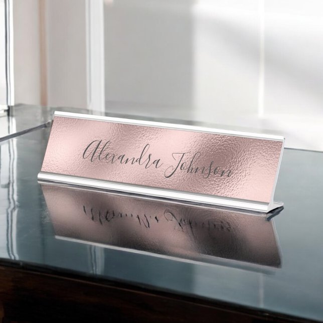 Rose Gold Foil | Blush Pink Foil Modern Schreibtischnamensplakette (Von Creator hochgeladen)