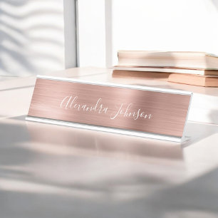 Rose Gold Foil Blush Pink Foil Modern Schreibtischnamensplakette