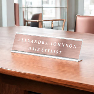 Rose Gold Foil   Blush Pink Foil Modern Schreibtischnamensplakette