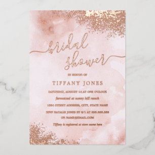 ROSE GOLD FOIL Blush Pink Peach Brautparty Folieneinladung