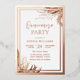Rose Gold Foil Bohemisch Boho Quinceanera Party Folieneinladung