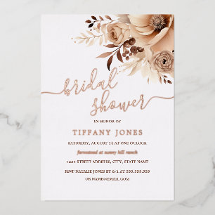 ROSE GOLD FOIL Boho Beige Brautparty Folieneinladung