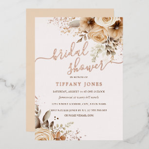 ROSE GOLD FOIL Boho Floral Brautparty Folieneinladung
