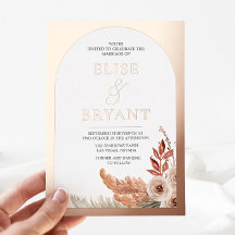 Rose Gold Foil Boho Floral Modern White Wedding
