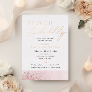 Rose Gold Foil Bridal Brunch und Bubbly Folieneinladung
