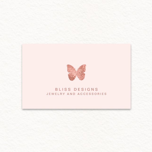 Rose Gold Foil Butterfly Elegantes Rosa Visitenkarte (Von Creator hochgeladen)