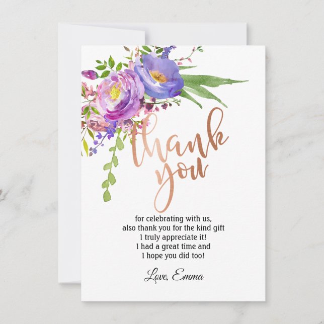 Rose Gold Foil , carte de remerciement (Devant)