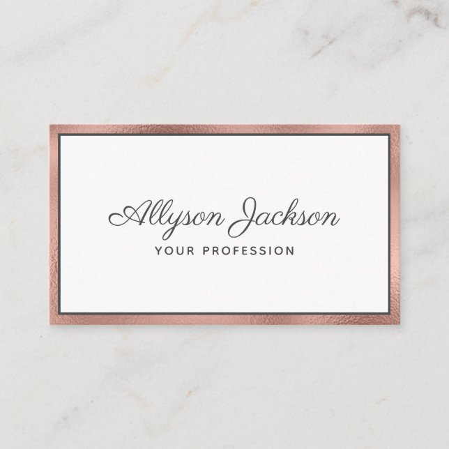 Rose Gold Foil Carte de visite de script de luxe (Devant)