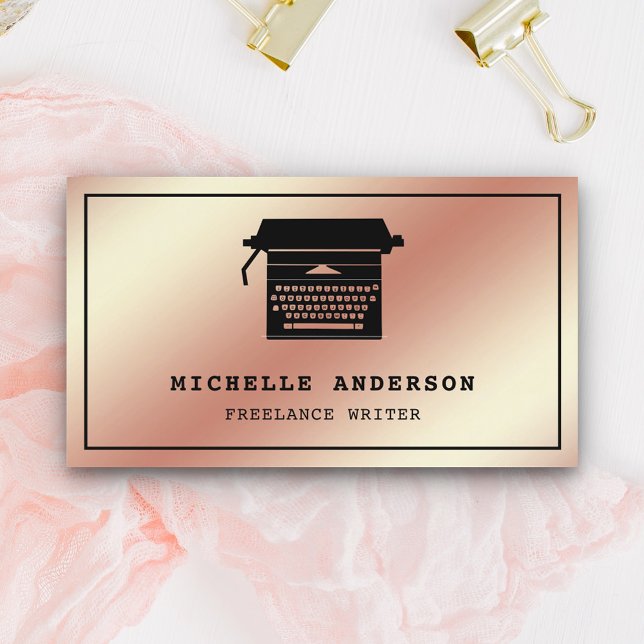 Rose Gold Foil Chic Schreibmaschine Beruflich Writ Visitenkarte (Von Creator hochgeladen)