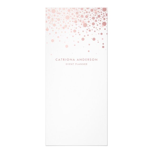 Rose Gold Foil Confetti Business Rack Card | weiß Werbekarte (Vorne)