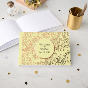 Rose Gold Foil Daisies Blumengelbe Hochzeit Gästebuch