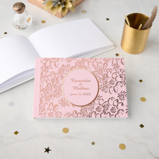 Rose Gold Foil Daisies Blumenrosa Hochzeit Gästebuch