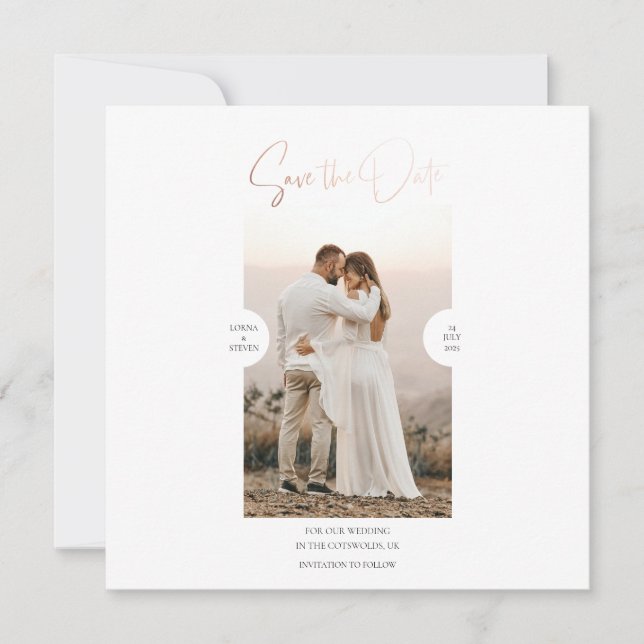 Rose Gold Foil Effect Script Enregistrer la carte  (Devant)