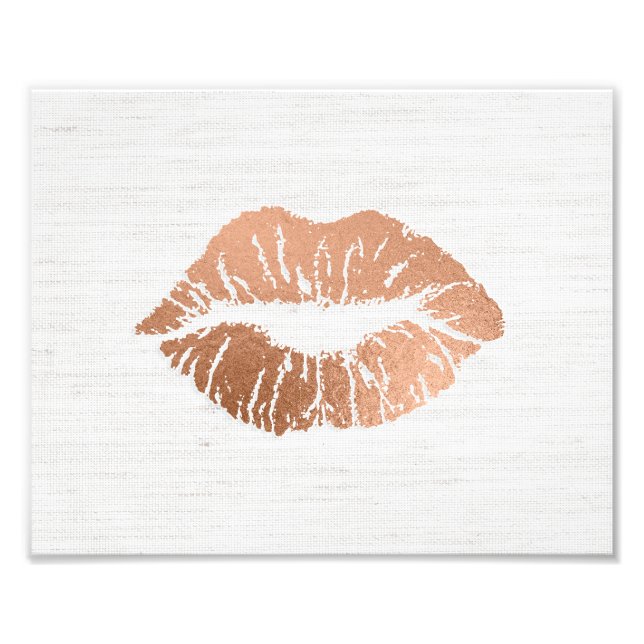 Rose Gold Foil-Effekt Luscious Lips Hochzeit Fotodruck (Vorne)