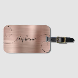 Rose Gold Foil Elegantes Skript Kurzer Name Gepäckanhänger