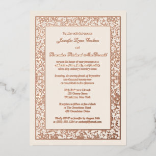 Rose Gold Foil Floral Filigree Hochzeit Einladung