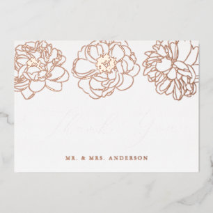Rose Gold Foil Floral Hochzeit Danke Karte