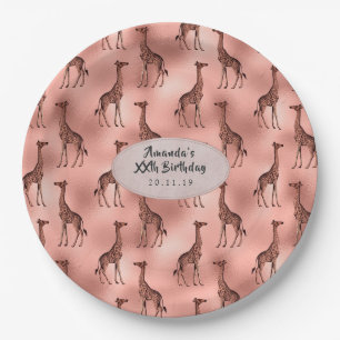 Rose Gold Foil Giraffe Muster Pappteller