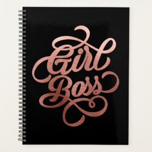 Rose Gold Foil Girl Boss Typografie Black Planer