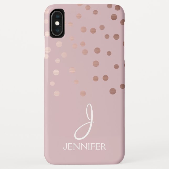 Rose Gold Foil Girly Confetti Monogram Case-Mate iPhone Hülle (Rückseite)