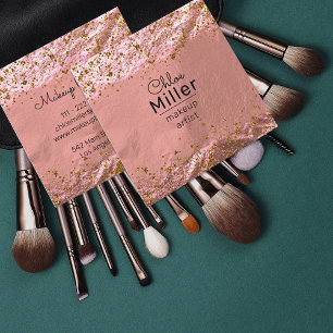 Rose Gold Foil Glittery Stylish Glam Makeup Artist Quadratische Visitenkarte